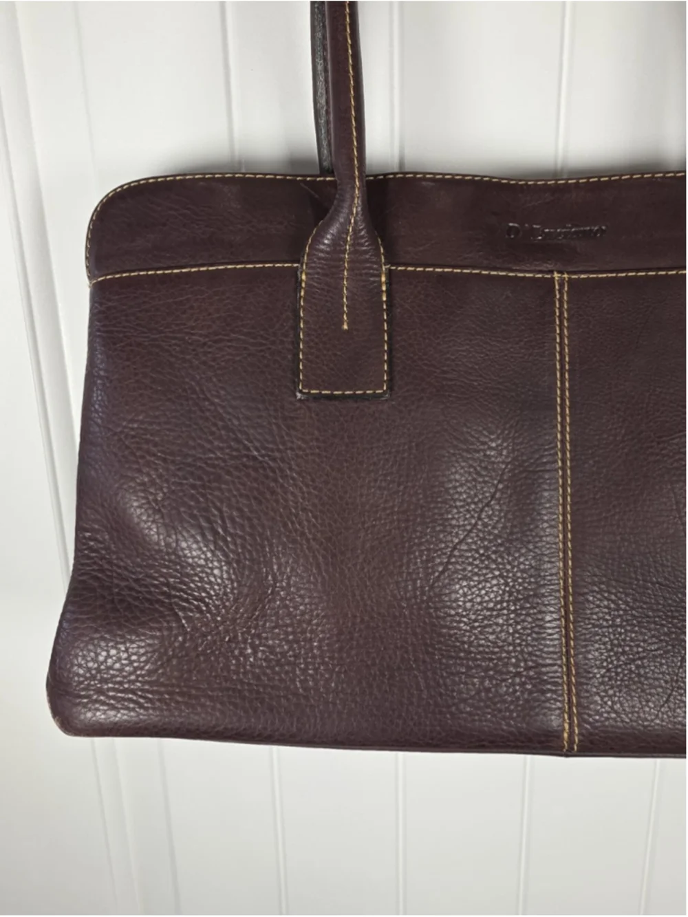 D'Luciano Brown Leather Shoulder Bag Tote Purse Pebbled Leather Classic Staple